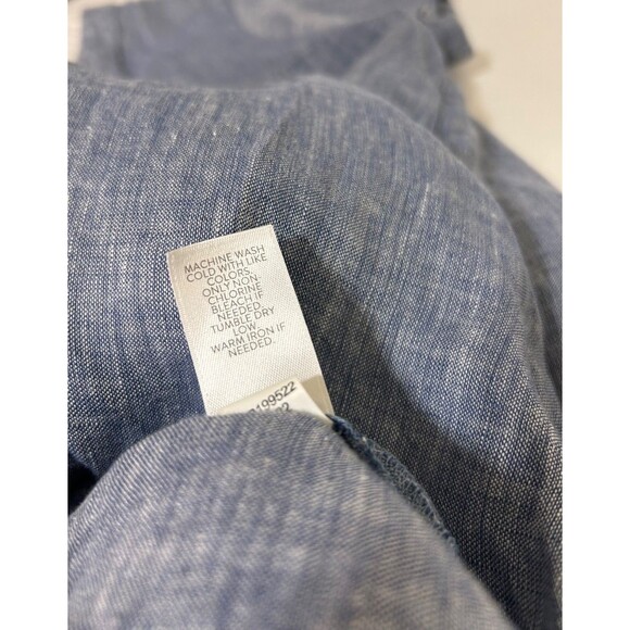 J. Jill Love Linen Button Front Shirt Dress Small Petite SP Chambray Blue Midi g - Picture 8 of 10